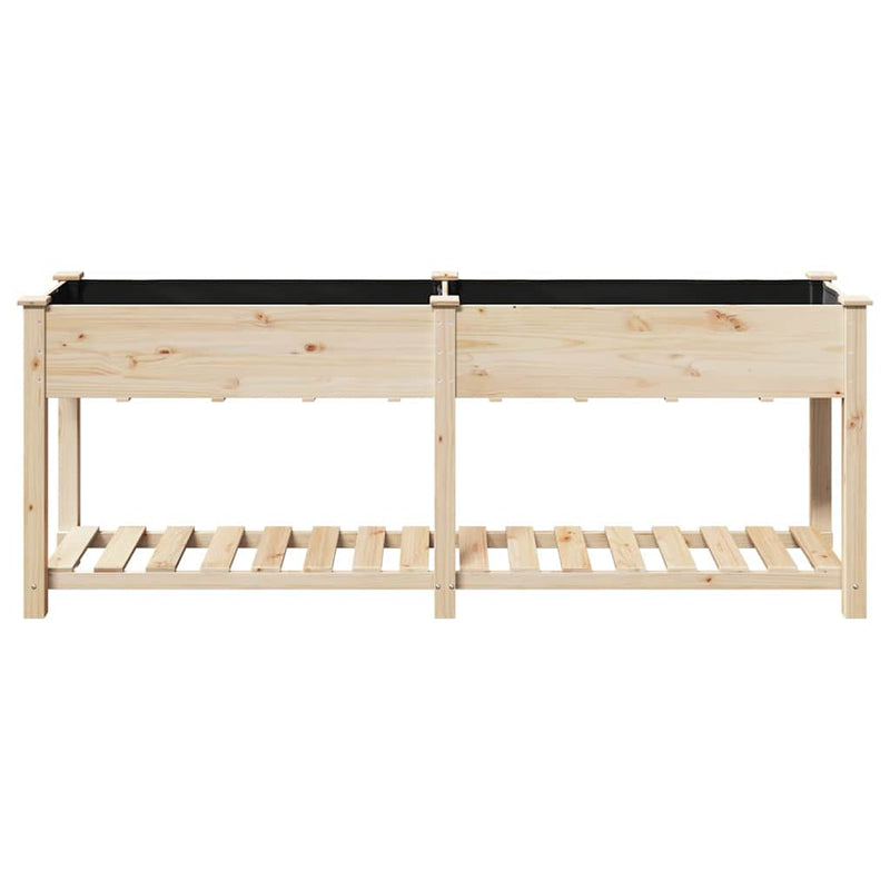 vidaXL Kerti cserép polcokkal Bézs 203 x 53 x 76.5 cm Tömör fenyőfa