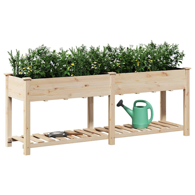 vidaXL Kerti cserép polcokkal Bézs 203 x 53 x 76.5 cm Tömör fenyőfa