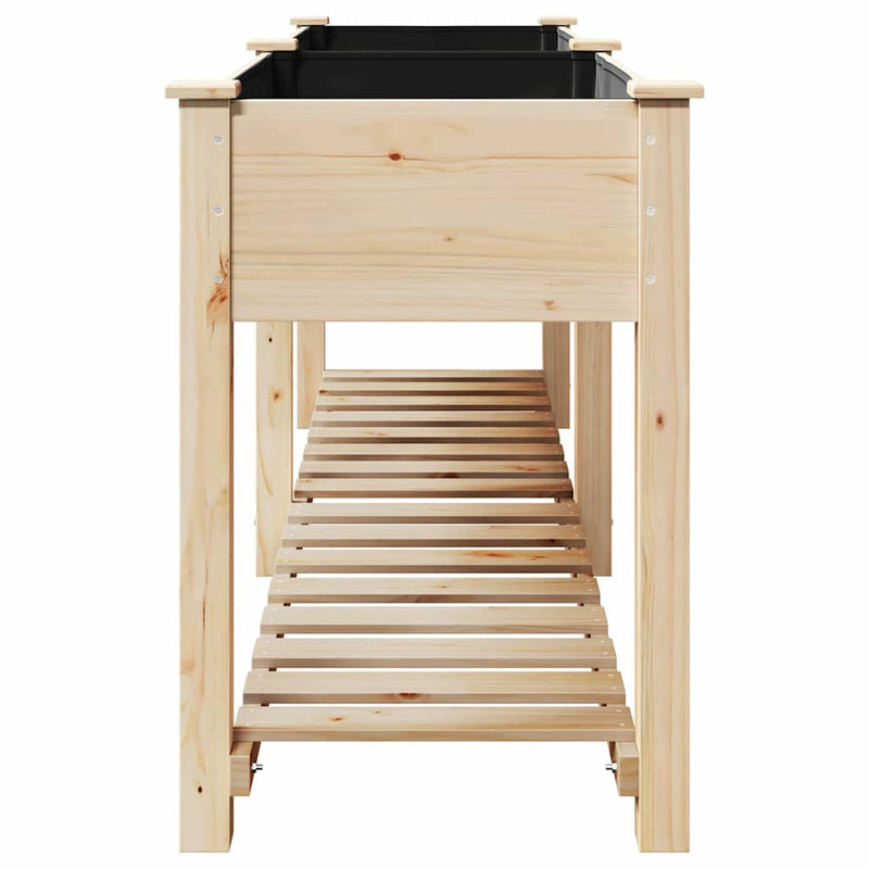 vidaXL Kerti cserép polcokkal Bézs 203 x 53 x 76.5 cm Tömör fenyőfa