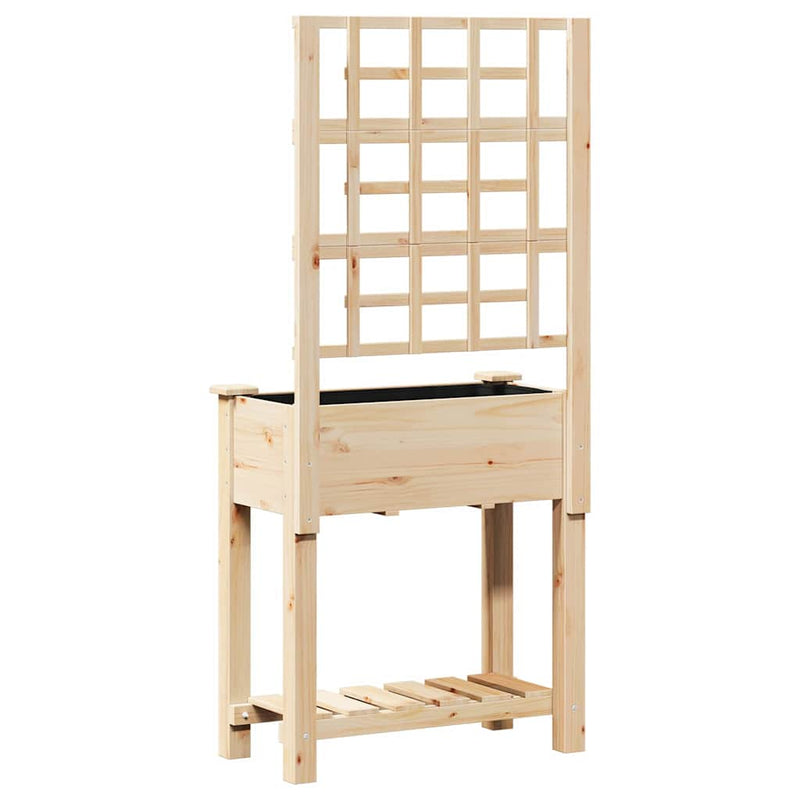 vidaXL Kerti cserép polcokkal Bézs 71 x 38 x 152 cm Tömör fenyőfa