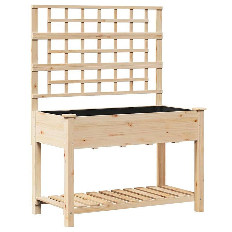vidaXL Kerti cserép polcokkal Bézs 115 x 60.5 x 153 cm Tömör fenyőfa