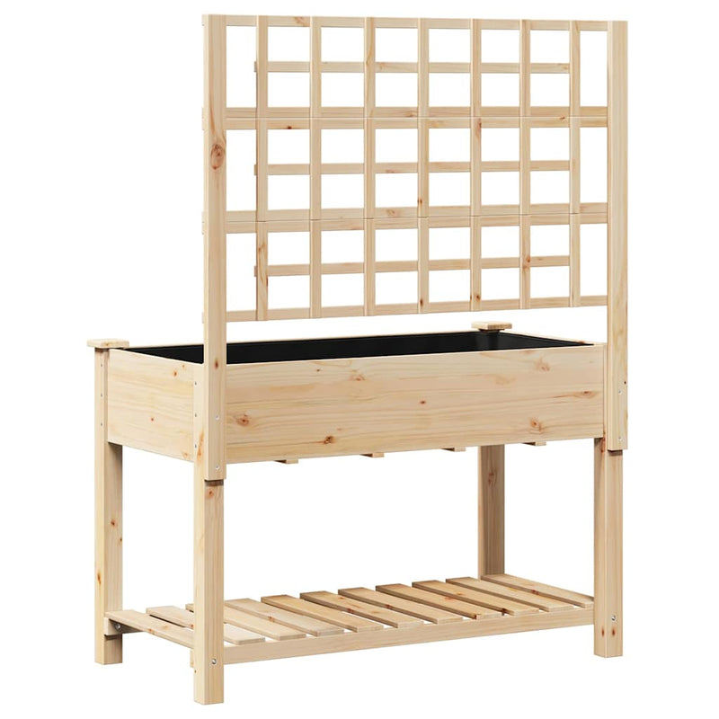 vidaXL Kerti cserép polcokkal Bézs 115 x 60.5 x 153 cm Tömör fenyőfa