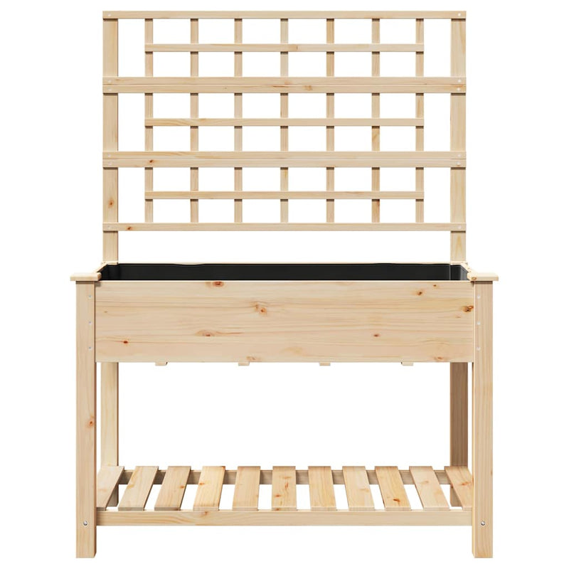 vidaXL Kerti cserép polcokkal Bézs 115 x 60.5 x 153 cm Tömör fenyőfa