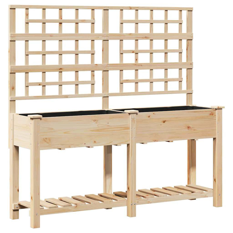 vidaXL Kerti cserép polcokkal Bézs 161 x 46 x 152.5 cm Tömör fenyőfa