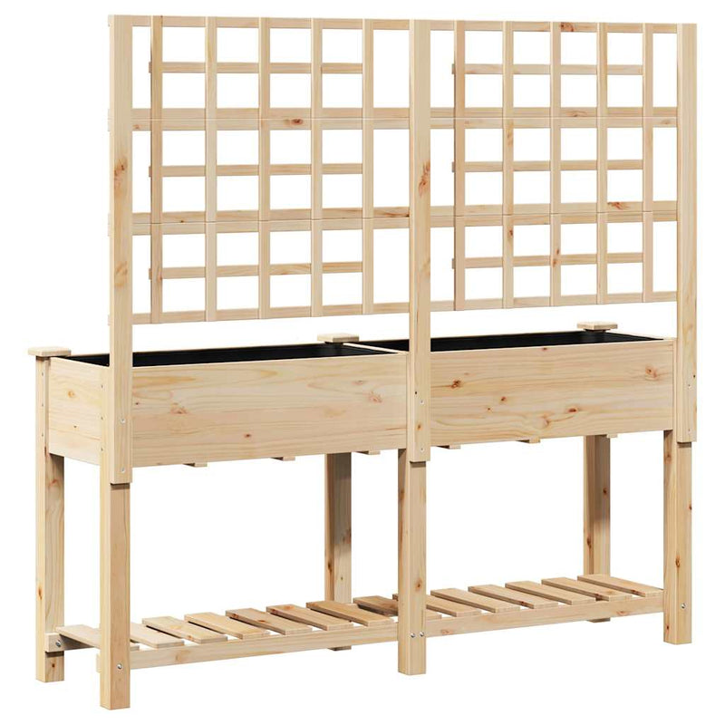 vidaXL Kerti cserép polcokkal Bézs 161 x 46 x 152.5 cm Tömör fenyőfa
