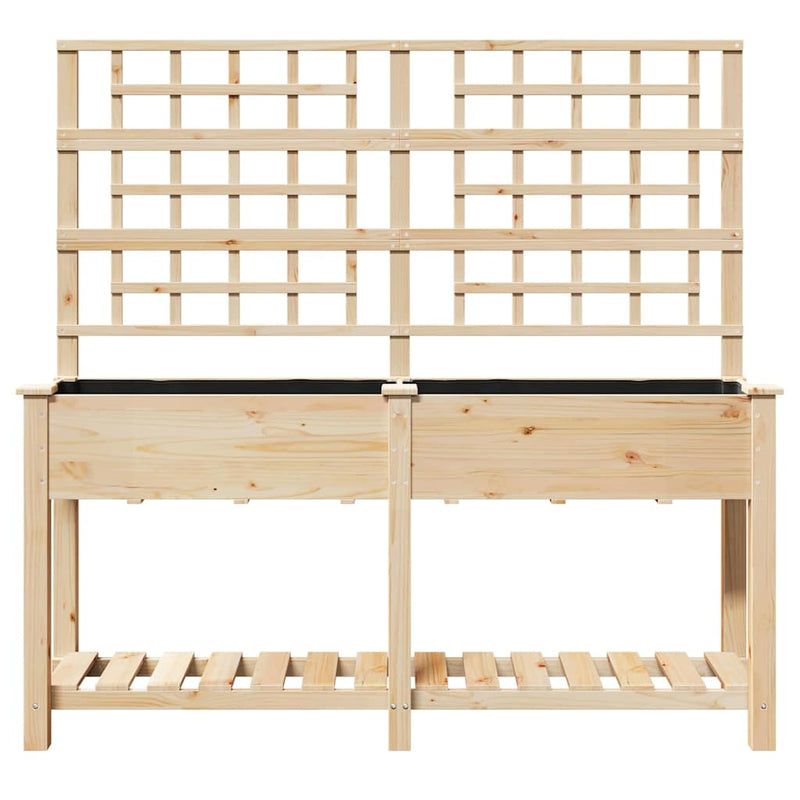 vidaXL Kerti cserép polcokkal Bézs 161 x 46 x 152.5 cm Tömör fenyőfa