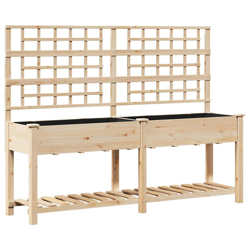 vidaXL Kerti cserép polcokkal Bézs 203.5 x 54 x 152.5 cm Tömör fenyőfa
