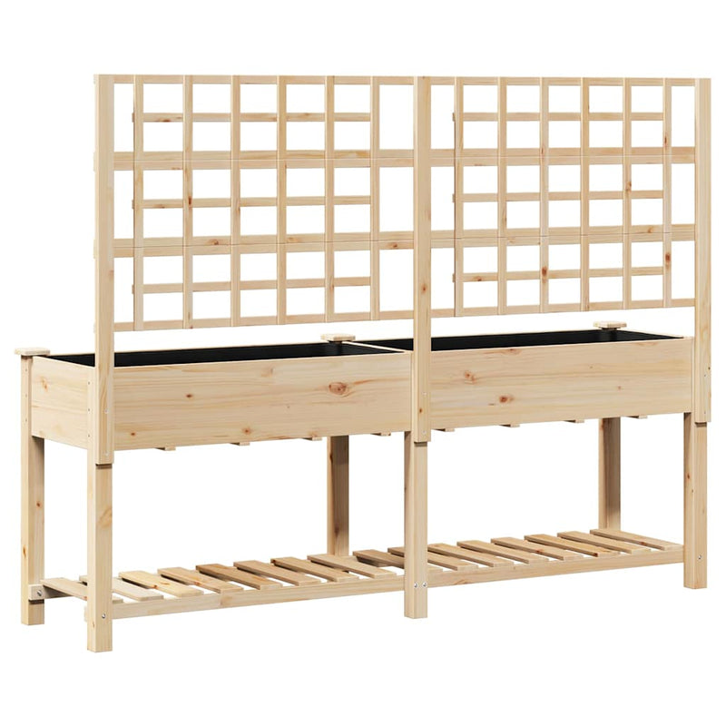 vidaXL Kerti cserép polcokkal Bézs 203.5 x 54 x 152.5 cm Tömör fenyőfa