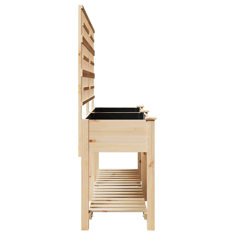 vidaXL Kerti cserép polcokkal Bézs 203.5 x 54 x 152.5 cm Tömör fenyőfa