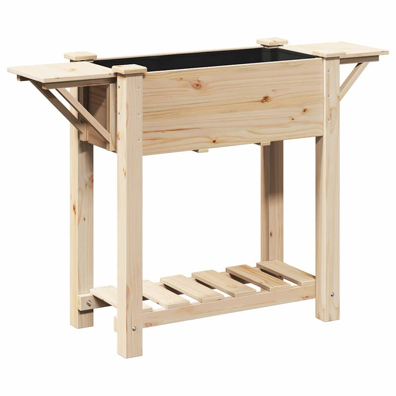 vidaXL Kerti cserép polcokkal Bézs 111 x 37 x 76.5 cm Tömör fenyőfa