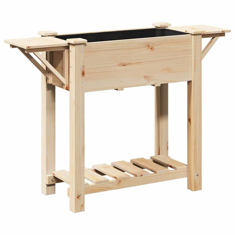 vidaXL Kerti cserép polcokkal Bézs 111 x 37 x 76.5 cm Tömör fenyőfa