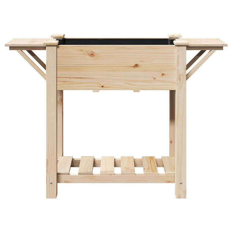 vidaXL Kerti cserép polcokkal Bézs 111 x 37 x 76.5 cm Tömör fenyőfa