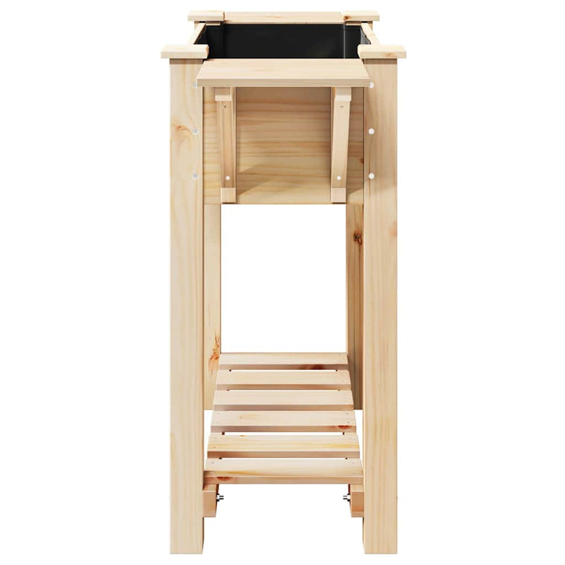 vidaXL Kerti cserép polcokkal Bézs 111 x 37 x 76.5 cm Tömör fenyőfa