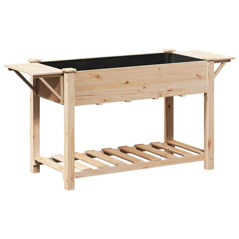 vidaXL Kerti cserép polcokkal Bézs 155 x 59 x 76.5 cm Tömör fenyőfa