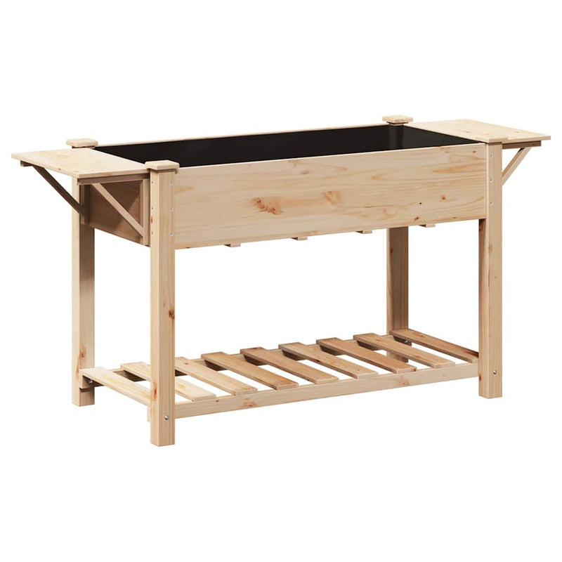 vidaXL Kerti cserép polcokkal Bézs 155 x 59 x 76.5 cm Tömör fenyőfa