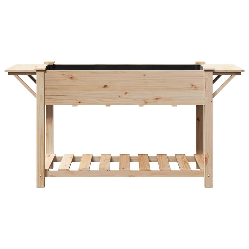 vidaXL Kerti cserép polcokkal Bézs 155 x 59 x 76.5 cm Tömör fenyőfa