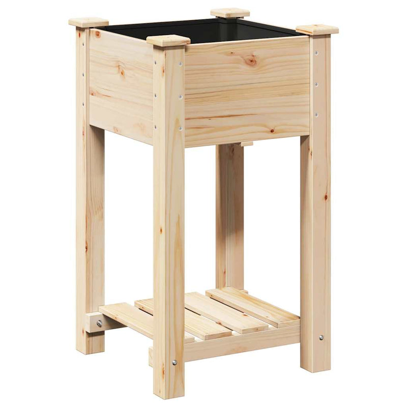 vidaXL Kerti cserép polcokkal Bézs 45 x 45 x 76.5 cm Tömör fenyőfa