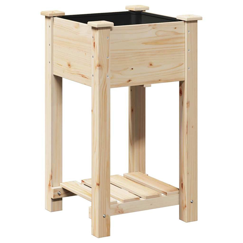 vidaXL Kerti cserép polcokkal Bézs 45 x 45 x 76.5 cm Tömör fenyőfa