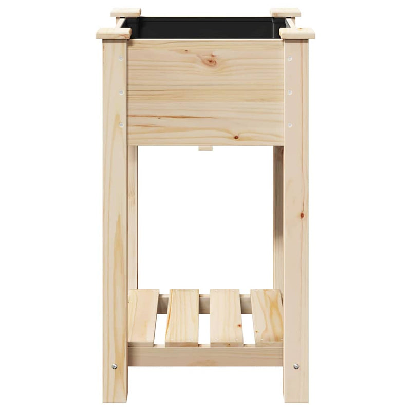 vidaXL Kerti cserép polcokkal Bézs 45 x 45 x 76.5 cm Tömör fenyőfa
