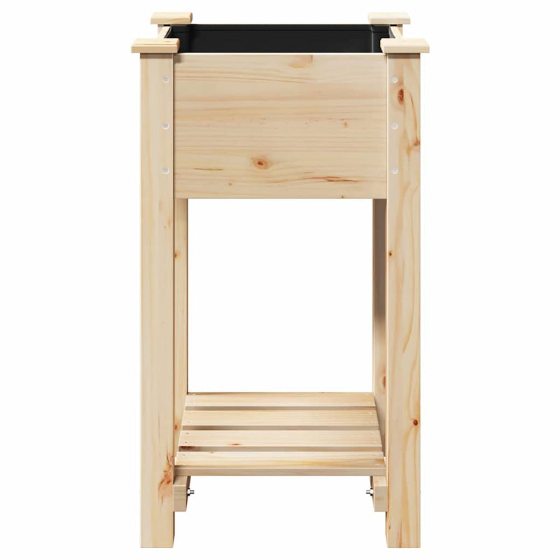 vidaXL Kerti cserép polcokkal Bézs 45 x 45 x 76.5 cm Tömör fenyőfa