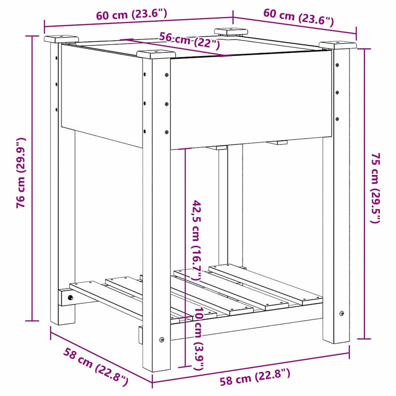 vidaXL Kerti cserép polcokkal Bézs 60.5 x 60 x 76.5 cm Tömör fenyőfa