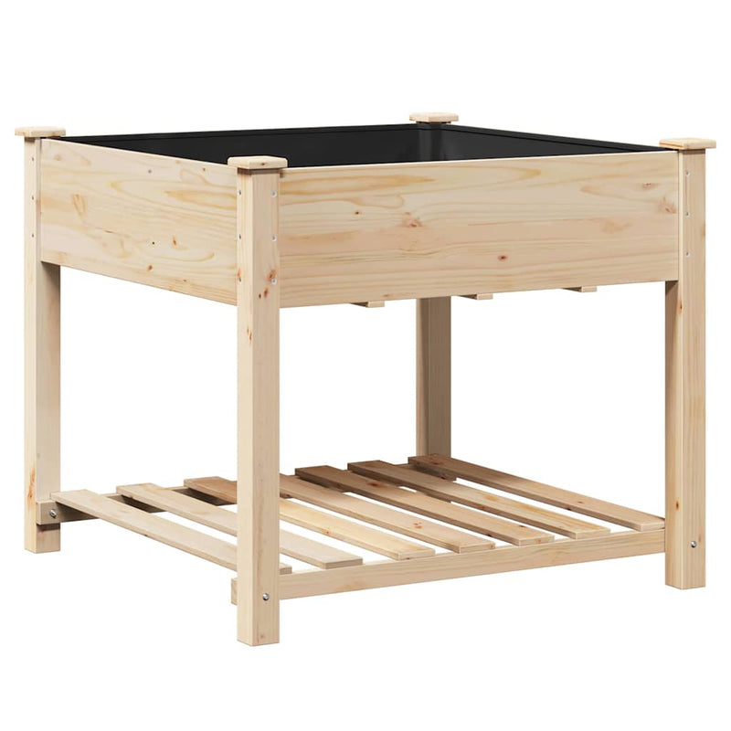 vidaXL Kerti cserép polcokkal Bézs 90 x 90 x 76.5 cm Tömör fenyőfa