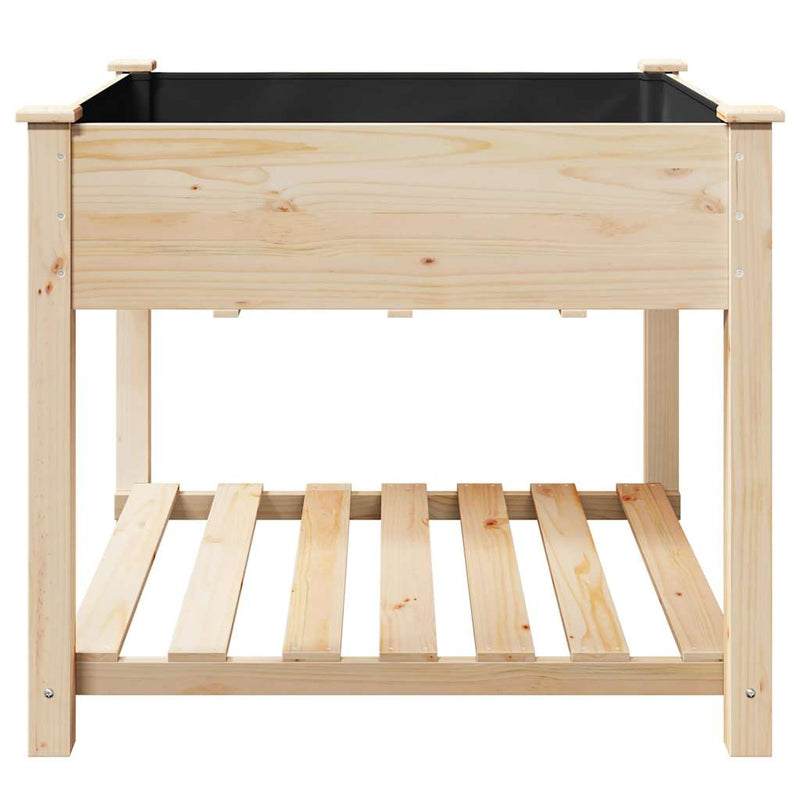 vidaXL Kerti cserép polcokkal Bézs 90 x 90 x 76.5 cm Tömör fenyőfa
