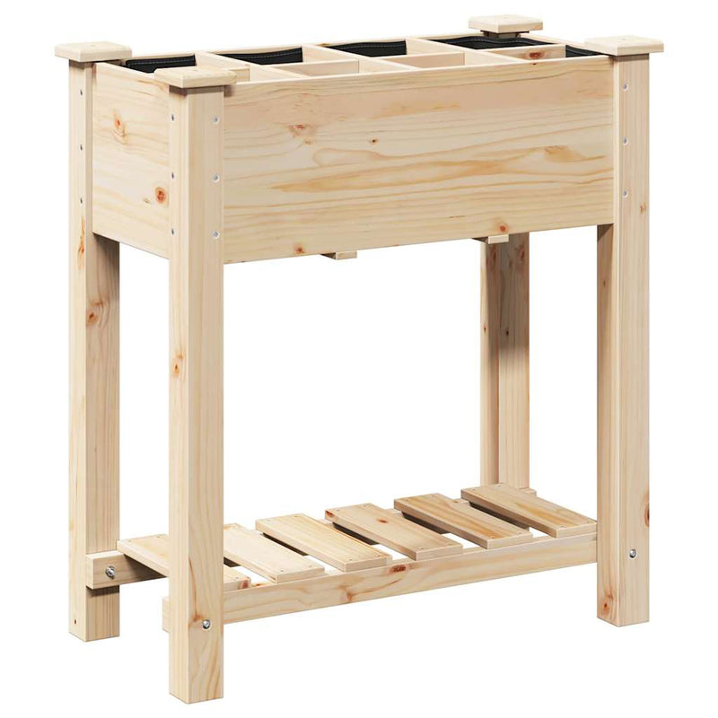 vidaXL Kerti cserép polcokkal Bézs 71 x 37 x 76.5 cm Tömör fenyőfa