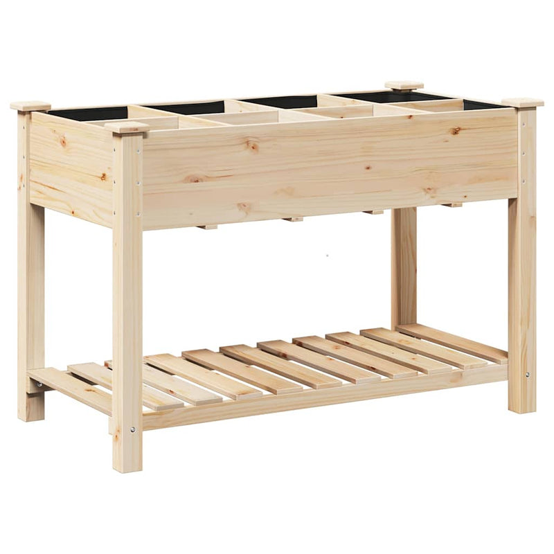 vidaXL Kerti cserép polcokkal Bézs 115 x 59 x 76.5 cm Tömör fenyőfa