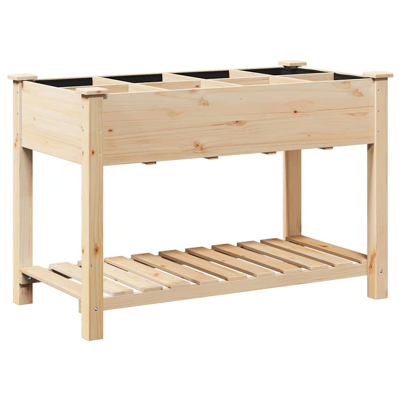 vidaXL Kerti cserép polcokkal Bézs 115 x 59 x 76.5 cm Tömör fenyőfa