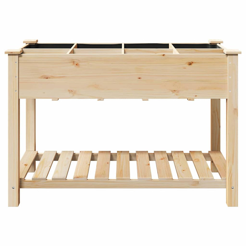 vidaXL Kerti cserép polcokkal Bézs 115 x 59 x 76.5 cm Tömör fenyőfa