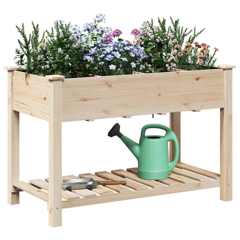 vidaXL Kerti cserép polcokkal Bézs 115 x 59 x 76.5 cm Tömör fenyőfa