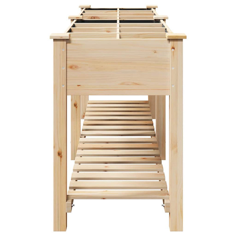 vidaXL Kerti cserép polcokkal Bézs 115 x 59 x 76.5 cm Tömör fenyőfa