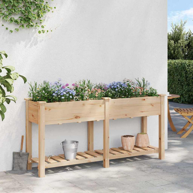 vidaXL Kerti cserép polcokkal Bézs 161.5 x 45 x 76.5 cm Tömör fenyőfa
