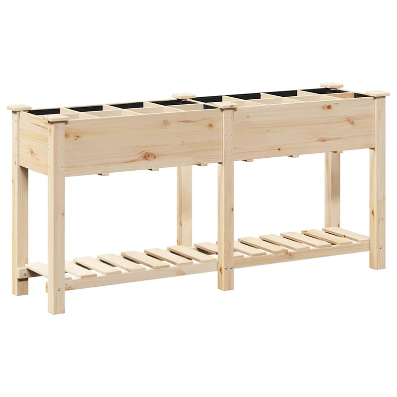 vidaXL Kerti cserép polcokkal Bézs 161.5 x 45 x 76.5 cm Tömör fenyőfa