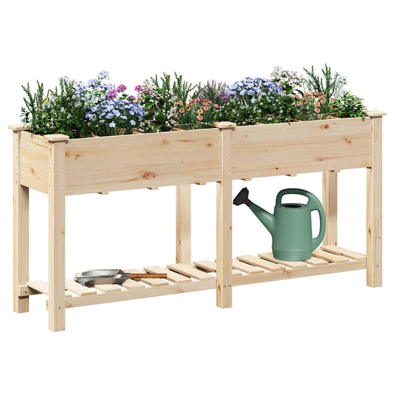 vidaXL Kerti cserép polcokkal Bézs 161.5 x 45 x 76.5 cm Tömör fenyőfa