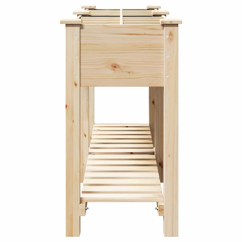 vidaXL Kerti cserép polcokkal Bézs 161.5 x 45 x 76.5 cm Tömör fenyőfa