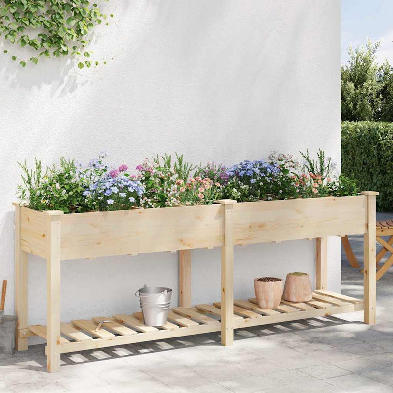 vidaXL Kerti cserép polcokkal Bézs 203.5 x 53 x 76.5 cm Tömör fenyőfa