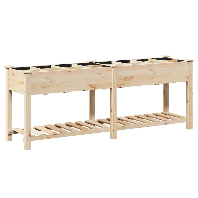 vidaXL Kerti cserép polcokkal Bézs 203.5 x 53 x 76.5 cm Tömör fenyőfa