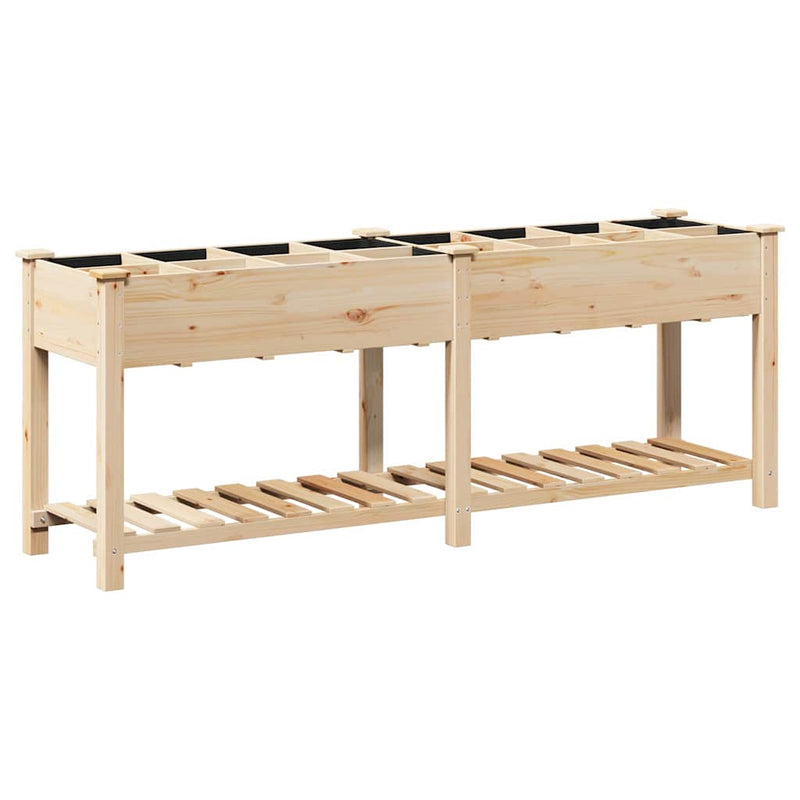 vidaXL Kerti cserép polcokkal Bézs 203.5 x 53 x 76.5 cm Tömör fenyőfa