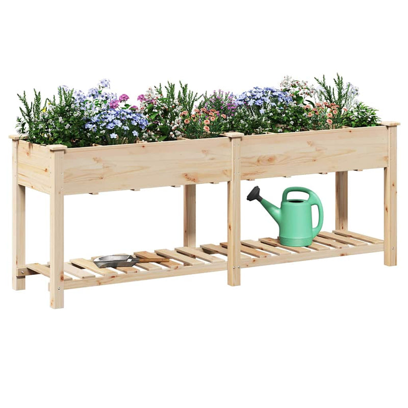 vidaXL Kerti cserép polcokkal Bézs 203.5 x 53 x 76.5 cm Tömör fenyőfa