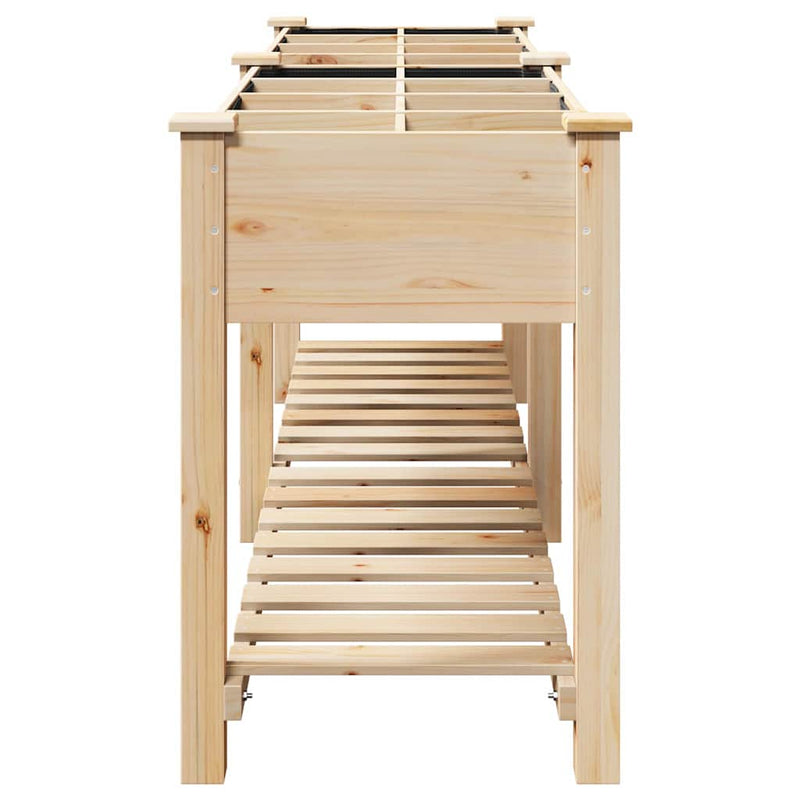 vidaXL Kerti cserép polcokkal Bézs 203.5 x 53 x 76.5 cm Tömör fenyőfa