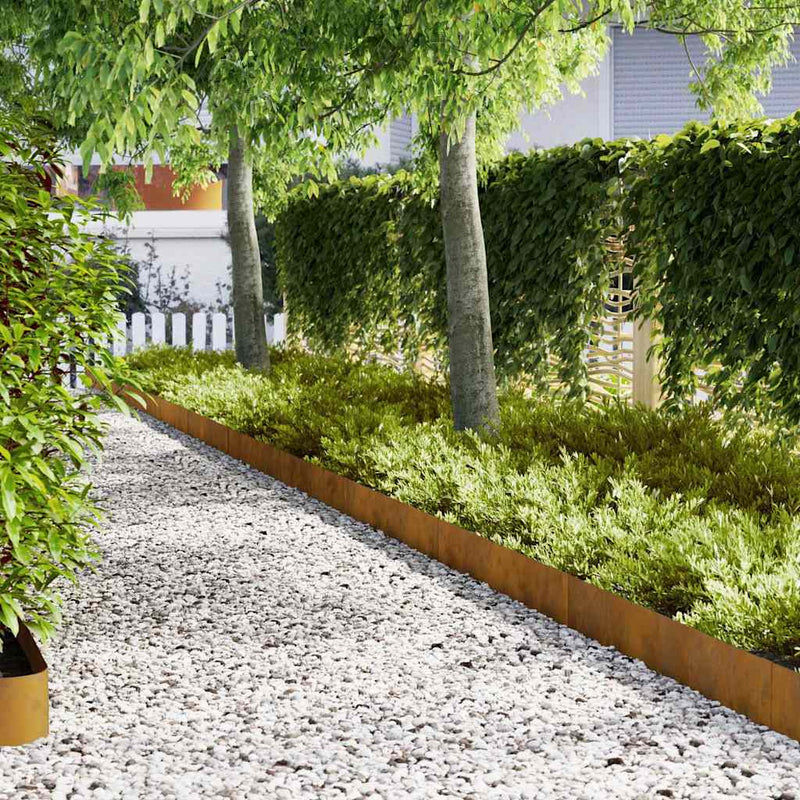 vidaXL Gyepszegélyek 50 pcs Barna 100 x 0.5 x 20 cm Időjárásálló acél