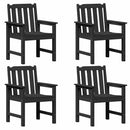 vidaXL Kerti Szék 4 pcs Fekete 65.5 x 59 x 88 cm Polietilén