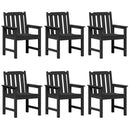 vidaXL Kerti Szék 6 pcs Fekete 65.5 x 59 x 88 cm Polietilén