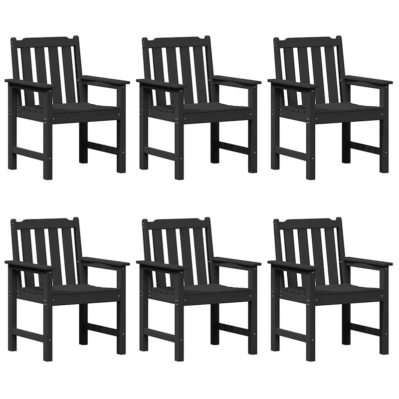vidaXL Kerti étkezőszék 6 pcs Fekete 65.5 x 55.5 x 88cm Műanyag