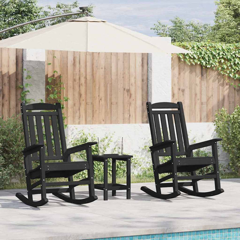 vidaXL Kerti hintaszék 3 pcs Fekete 38 x 38 x 46cm Műanyag