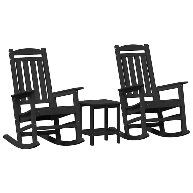vidaXL Kerti hintaszék 3 pcs Fekete 38 x 38 x 46cm Műanyag