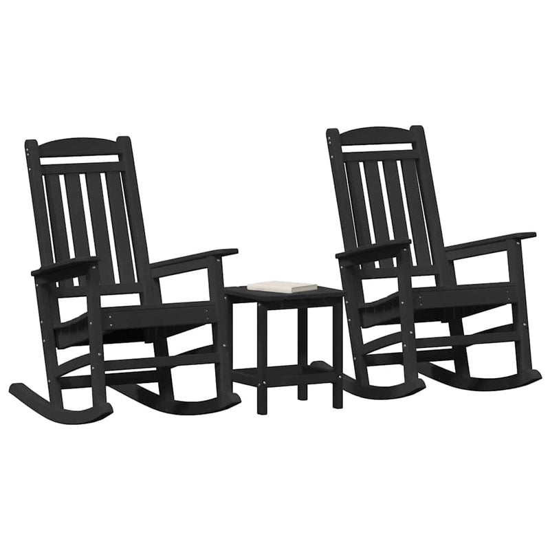vidaXL Kerti hintaszék 3 pcs Fekete 38 x 38 x 46cm Műanyag