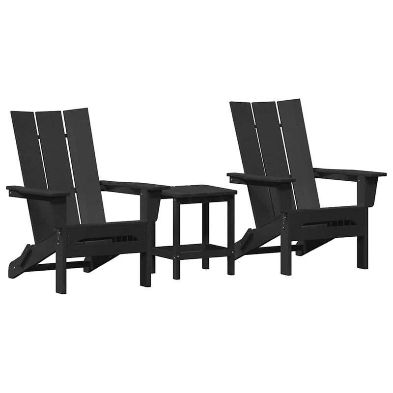 vidaXL Kerti pihenő bútor 3 pcs Fekete 38 x 38 x 46cm Műanyag